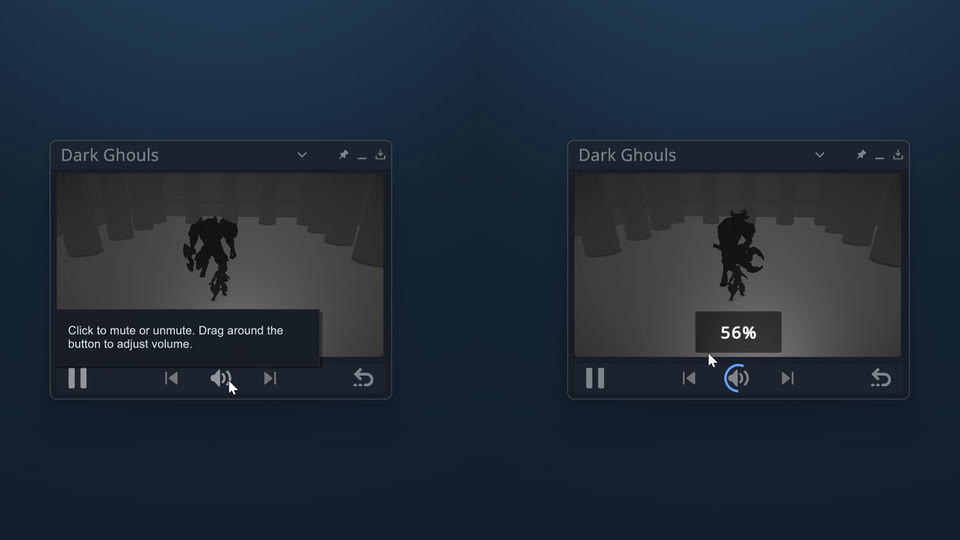 Game in Picture controls showing mute and per-game volume adjustment.